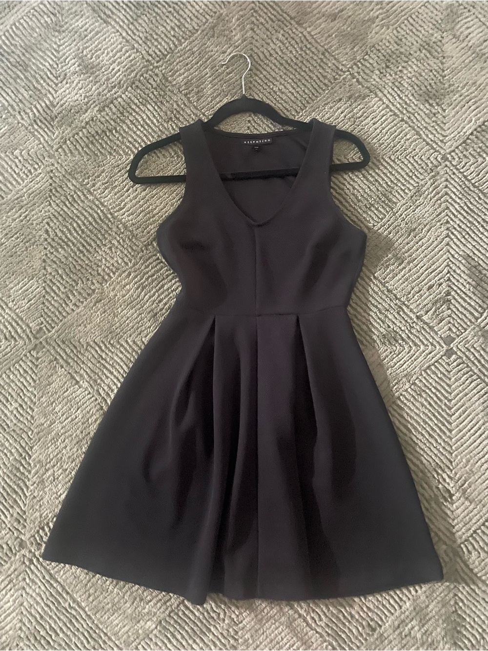 attention Black Sleeveless V-Neck Fit & Flare Mini Dress
